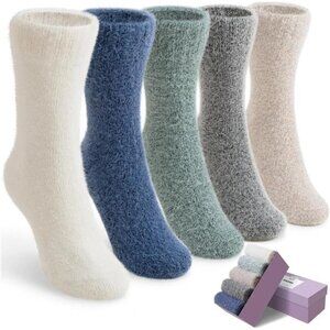 New 5 Pairs Fuzzy Soft Cozy Comfortable Socks for Women, Casual Sleep Comfy Sock